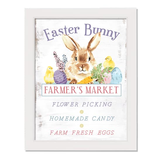 Easter Farmer&#x27;s Market 12&#x22; x 16&#x22; White Framed Print Under Plexiglass